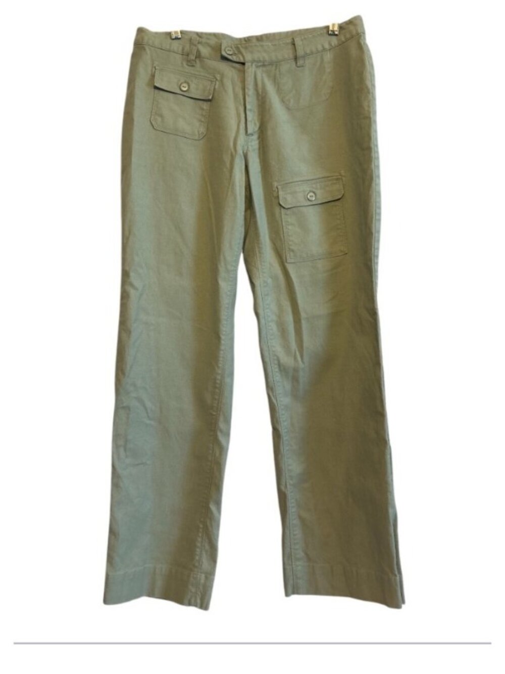 Jackie Blue Green Fuller Leg 4 Pocket Casual Canvas Pants Size 10